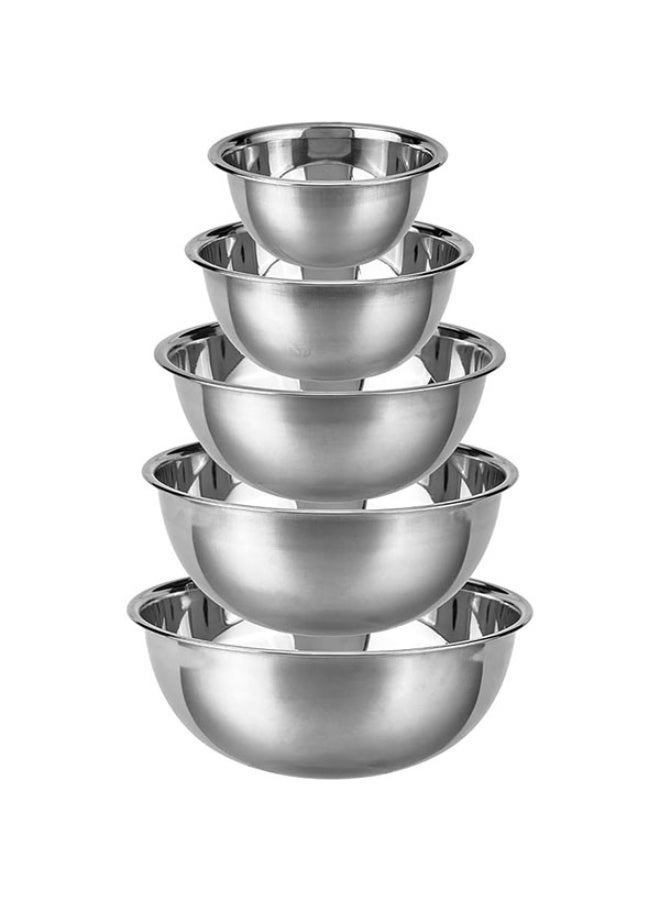 طقم أطباق خلط من الفولاذ المقاوم للصدأ 5 قطع - أطباق مطبخ قابلة للتداخل - آمنة للغسالة - مثالية للطهي والخبز وإعداد الوجبات (الأغطية غير متضمنة) - Image 1