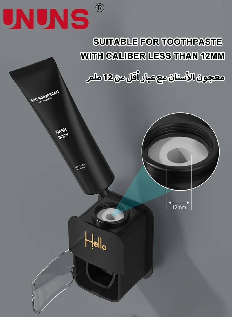 UNUNS Automatic Toothpaste Dispenser Wall Mounted With Toothbrush Holder,Multi-Functional Space Saving Toothbrush Organizer With 4 Cups,No Drill Need,Dustproof,4 Brush Slots And Hooks - Image 3