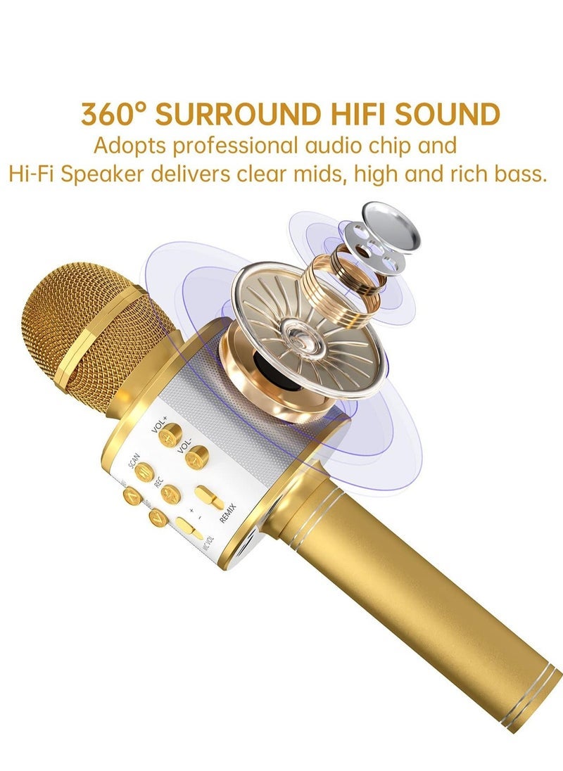 Gravity 2 Pack Wireless Bluetooth Karaoke Microphone for Kids – Portable Handheld Mic Speaker Machine in Rose Gold & Gold, Perfect Gift for All Ages - Image 3