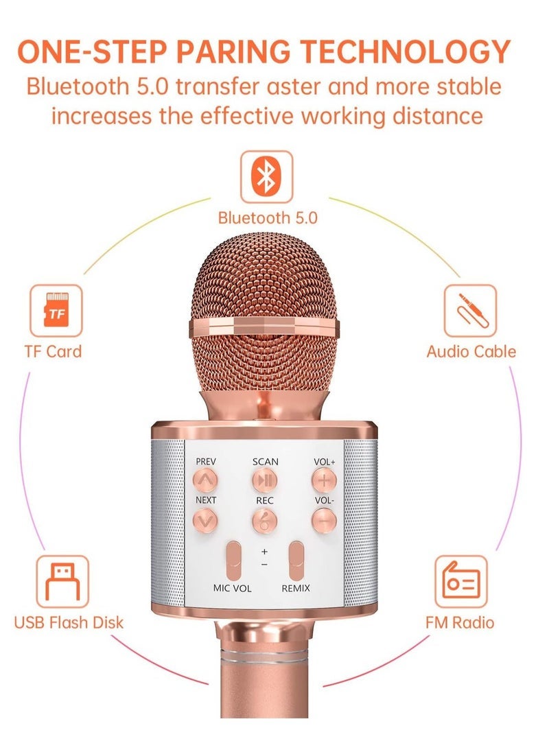 Gravity 2 Pack Wireless Bluetooth Karaoke Microphone for Kids – Portable Handheld Mic Speaker Machine in Rose Gold & Gold, Perfect Gift for All Ages - Image 2
