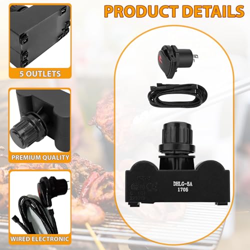 DcYourHome G515-0030-W2 Electronic Ignition Module for Universal Charbroil Grill 5 Burner Igniter, DHLG-5A Igniter for Charbroil Grill Replacement Parts and More, Ignition Module-5 Outlets and Switch/Off Button - Image 5