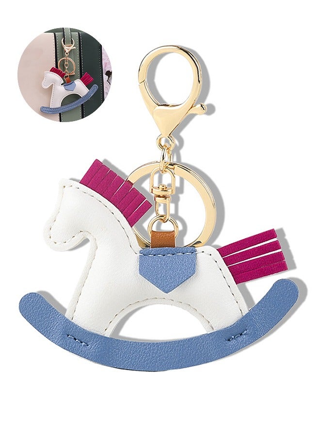 Beyond Leather Pony Keychain, Cartoon Horse Pendant Key Chain, for Women Purse Car Keychain Handbag (White) - Image 1