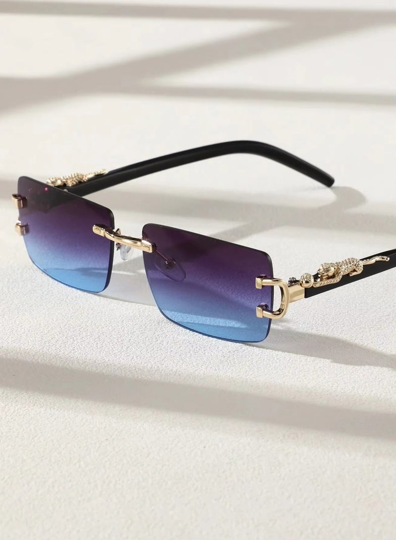 general Fashionable and trendy rimless rectangular personalized sunglasses - Image 4