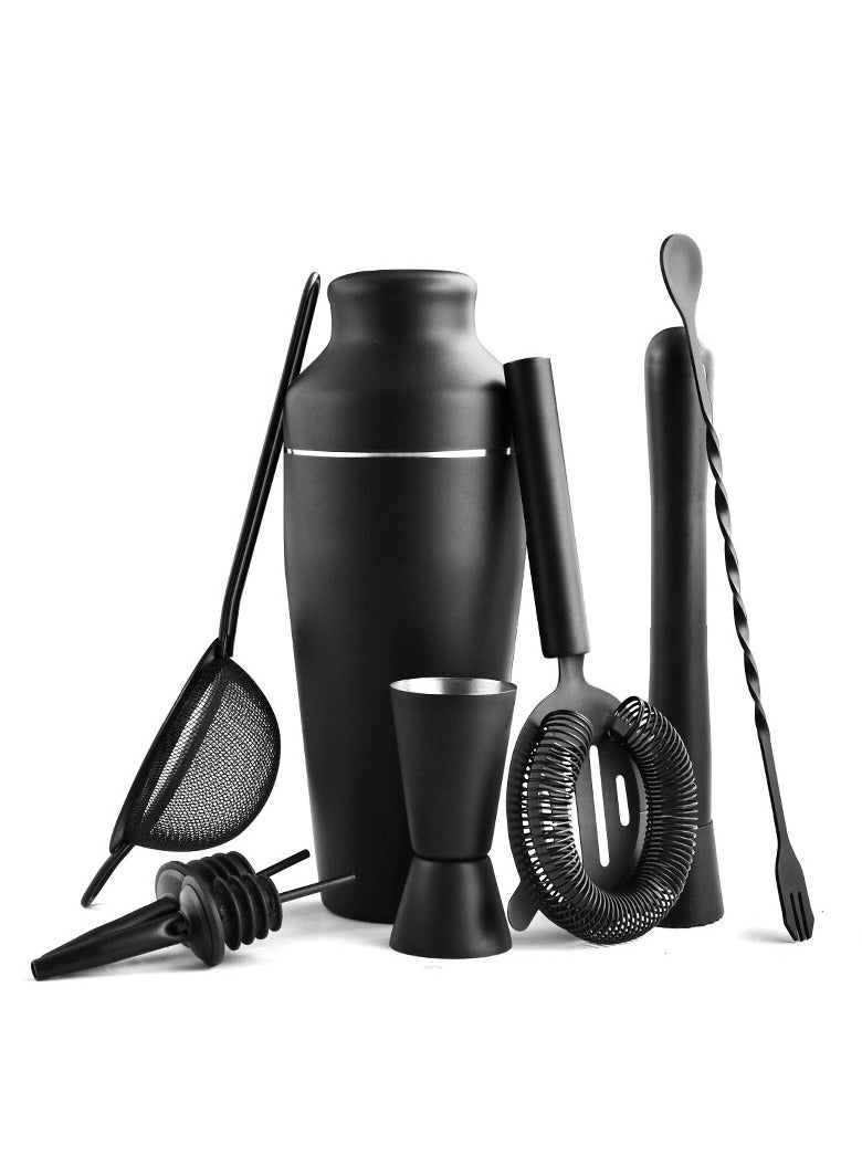 Bartender Set Bar Tools Cocktail Making Stainless Steel Matte Black Shaker Full Set - Image 1