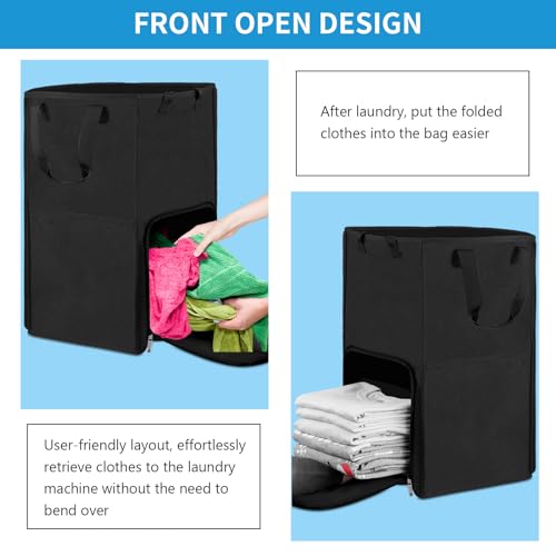 Bukere Laundry Backpack Bag, Bukere Extra Large 2 in 1 Laundry Hamper Basket for College Students Dorm Essentials, Adjustable Shoulder Straps, Freestanding Laundry Bag for Apartment, Laundromat, Travel - Image 5