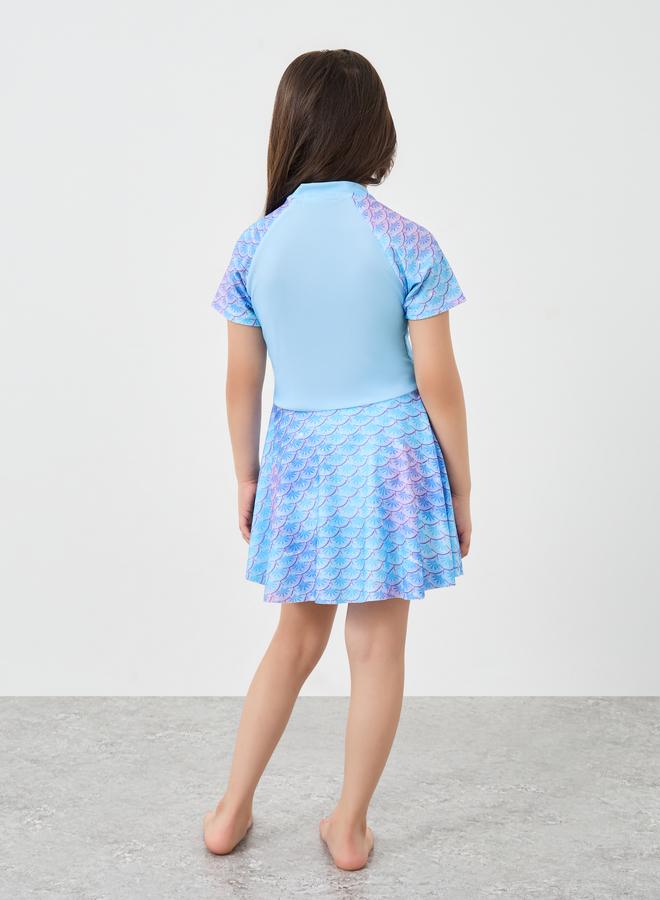 Styli Mermaid Print Swim Dress and Shorts Set - Image 4