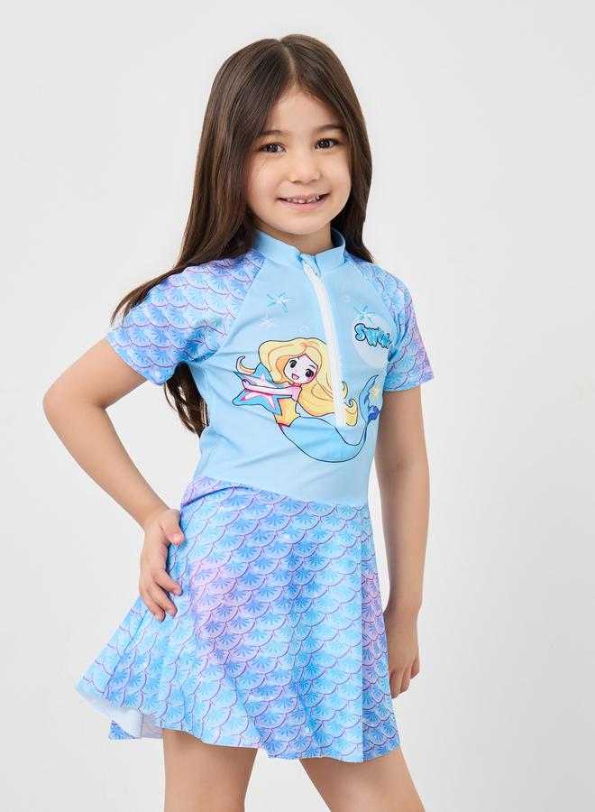 Styli Mermaid Print Swim Dress and Shorts Set - Image 2