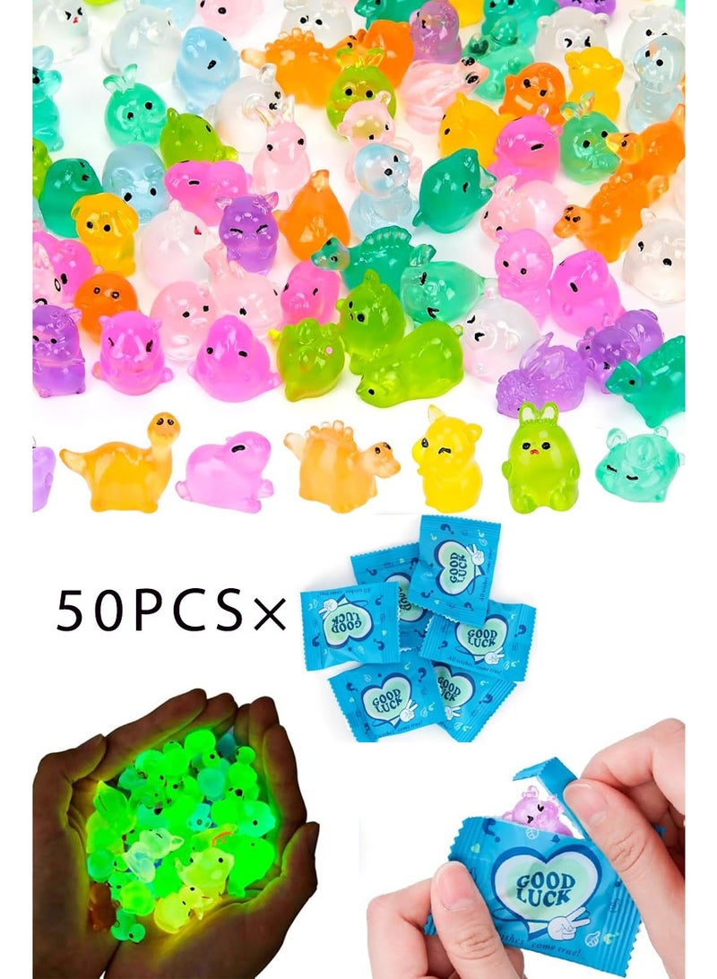 rocooart 50 Resin Mini Blind Bag Dolls, various Cute 3D Cartoon animal toys, Luminous, Glowing Small animal Surprise Blind Boxes - Image 1