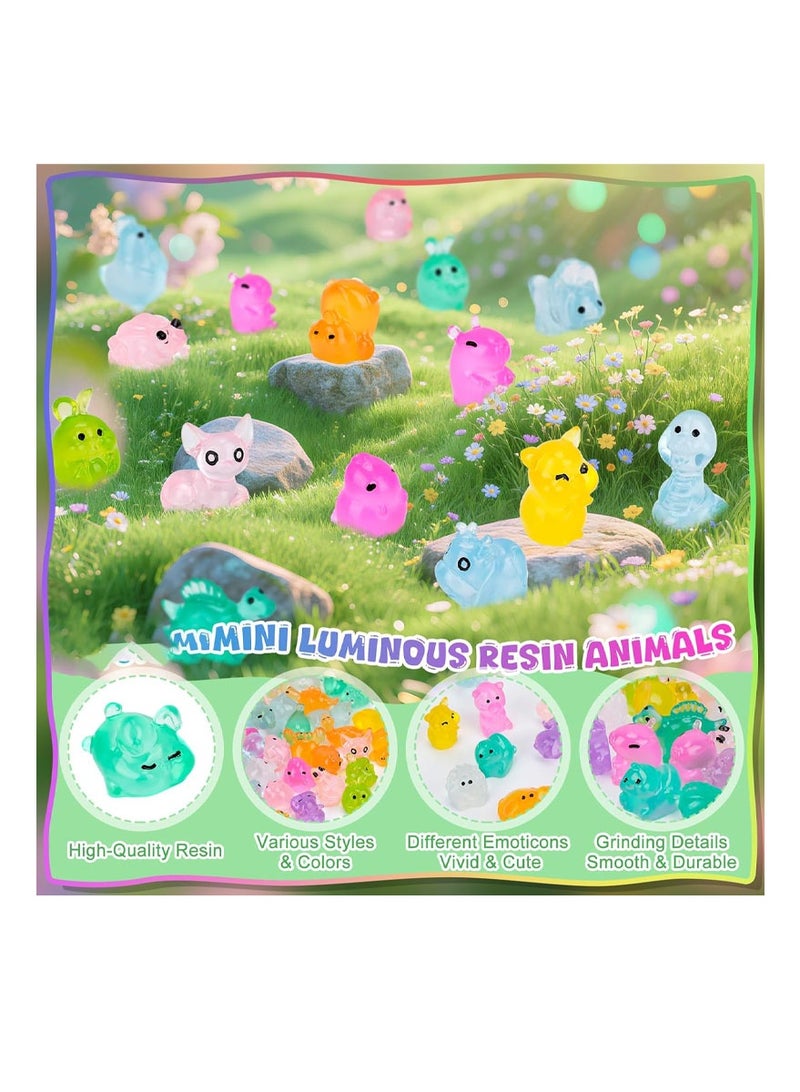 rocooart 50 Resin Mini Blind Bag Dolls, various Cute 3D Cartoon animal toys, Luminous, Glowing Small animal Surprise Blind Boxes - Image 5