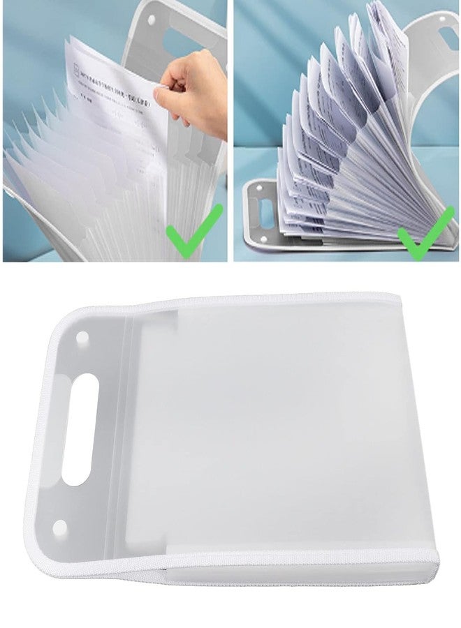 Hidak Document File Folder with Button Lock and Handle Certificates Holder with 13 Pockets Office Documents File A4 Size Expandable Folders for Documents Files for School Office Home (White) - Image 3