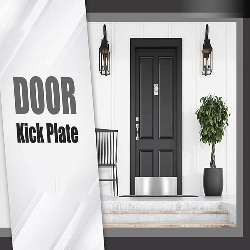 Fabater Door Kick Plate, 15.7x3.9inch 1 Pair Stainless Steel Doors Plate, Screw Mount Kickplates for Bottom of Doors, Door Protector for Dog Scratching, Brushed Finish - Image 2