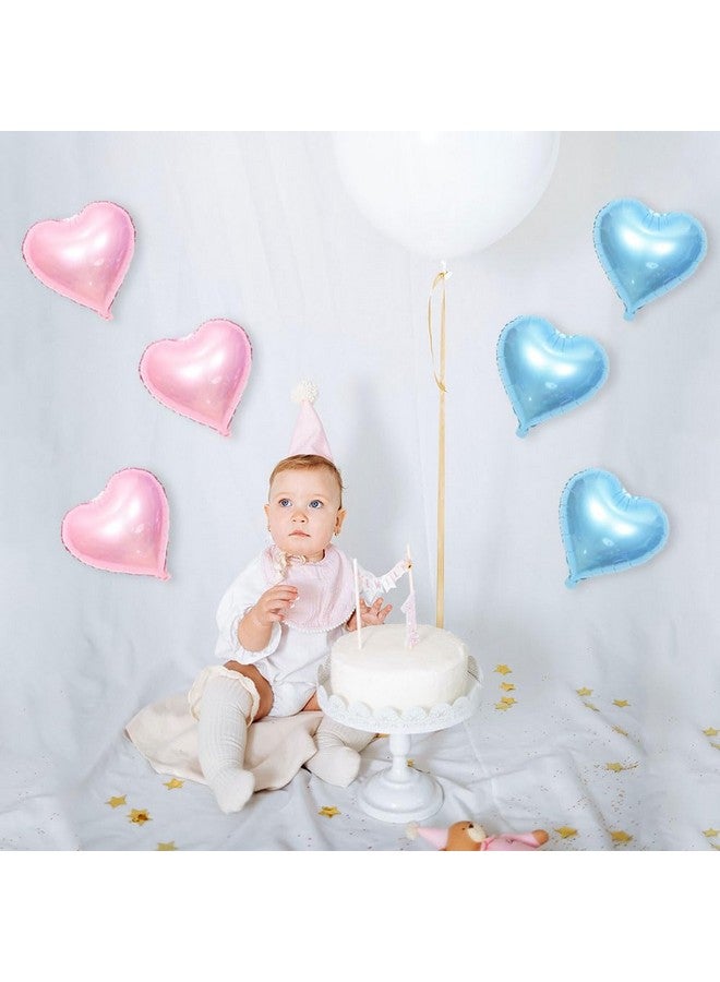 AnnoDeel 50pcs Blue Pink Heart Foil Balloons, 10inch Blue Heart Balloon and Pink heart Mylar Balloons for Love Heart Balloon Valentines Birthday Wedding Party Decoration - Image 3