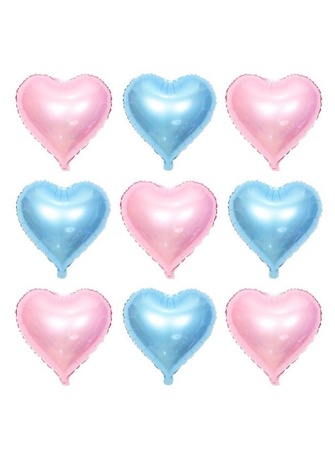 AnnoDeel 50pcs Blue Pink Heart Foil Balloons, 10inch Blue Heart Balloon and Pink heart Mylar Balloons for Love Heart Balloon Valentines Birthday Wedding Party Decoration - Image 1