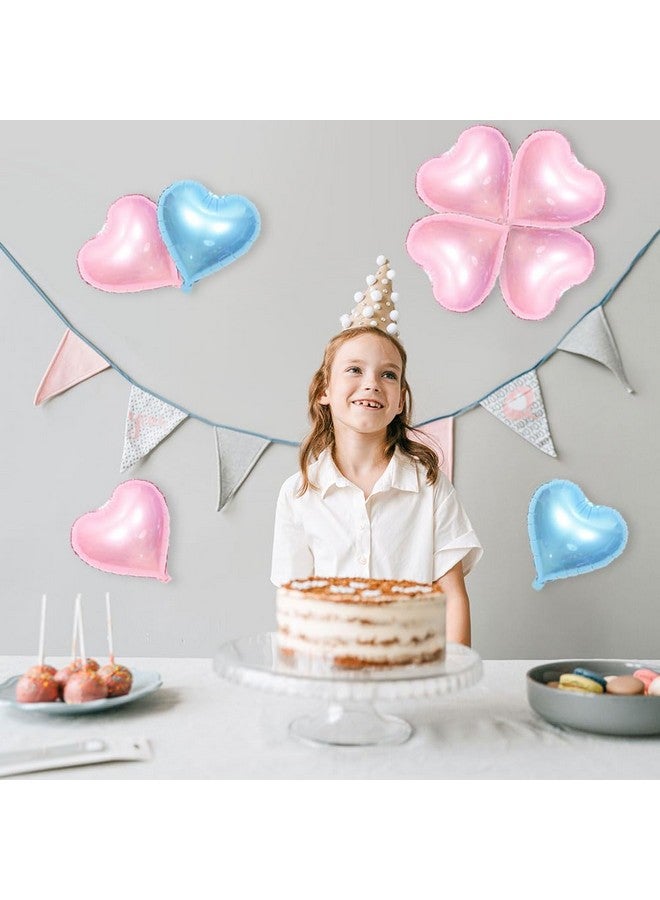 AnnoDeel 50pcs Blue Pink Heart Foil Balloons, 10inch Blue Heart Balloon and Pink heart Mylar Balloons for Love Heart Balloon Valentines Birthday Wedding Party Decoration - Image 4