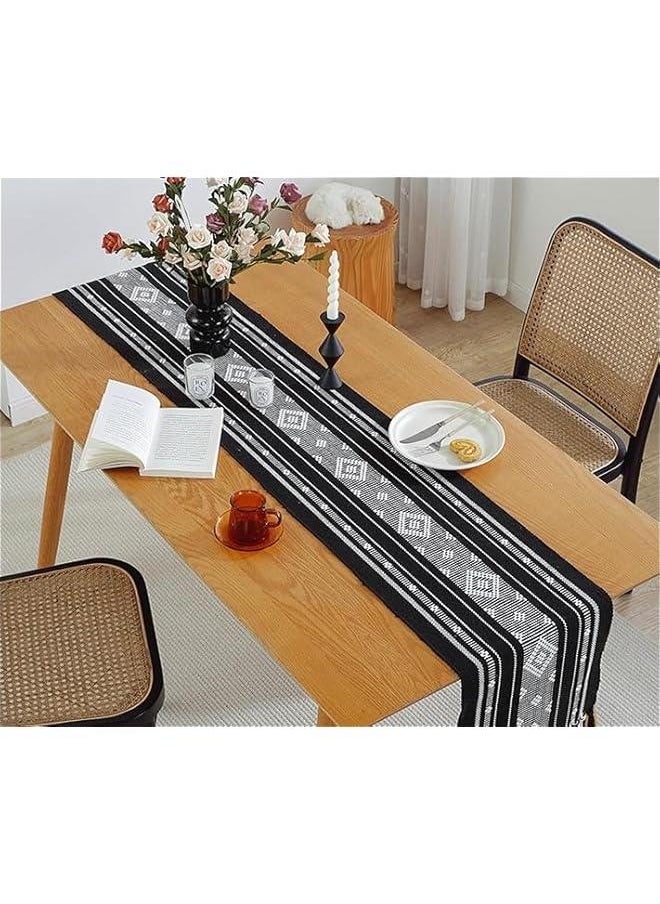 HOOKOR Table Runners, Boho Table Runner Splicing Cheesecloth Table Runner 34*160CM,Table Runner Cheese Cloth Table Runner for Wedding,Birthday Party Table Decorations (Black)  - Image 3