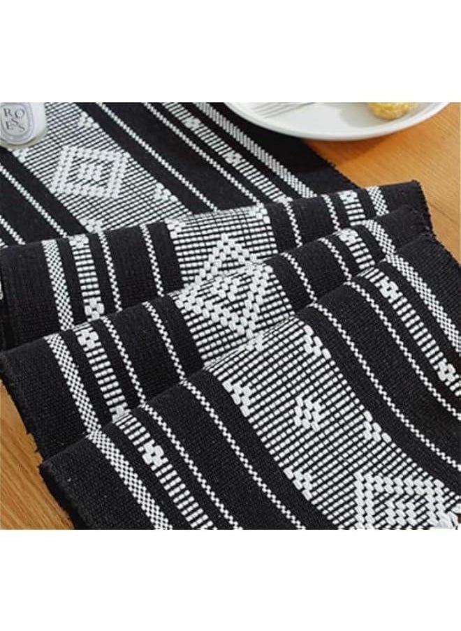 HOOKOR Table Runners, Boho Table Runner Splicing Cheesecloth Table Runner 34*160CM,Table Runner Cheese Cloth Table Runner for Wedding,Birthday Party Table Decorations (Black)  - Image 5