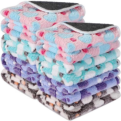 Tudomro 8 Pcs Absorbent Guinea Pig Blankets Washable Small Animal Fleece Bedding Cage Liners Reusable Pet Sleep Mat Pad Cover for Ferret Chinchilla Furniture ProtectionHeart16 x 24 Inch - Image 1