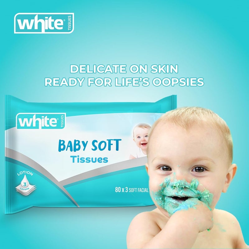 White Baby Soft Tissues 240 (Pack of 3) - Image 3