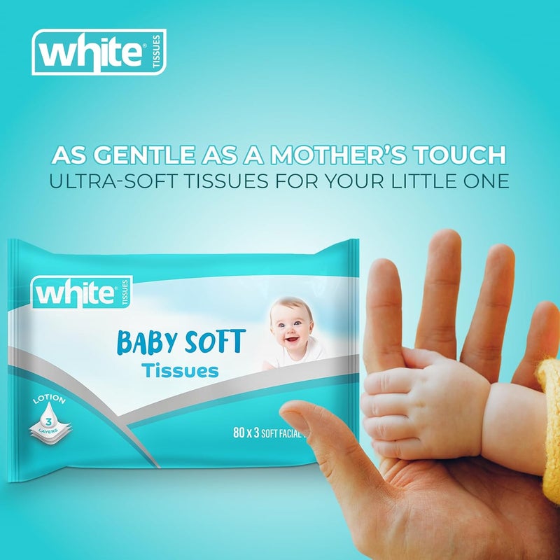 White Baby Soft Tissues 240 (Pack of 3) - Image 4