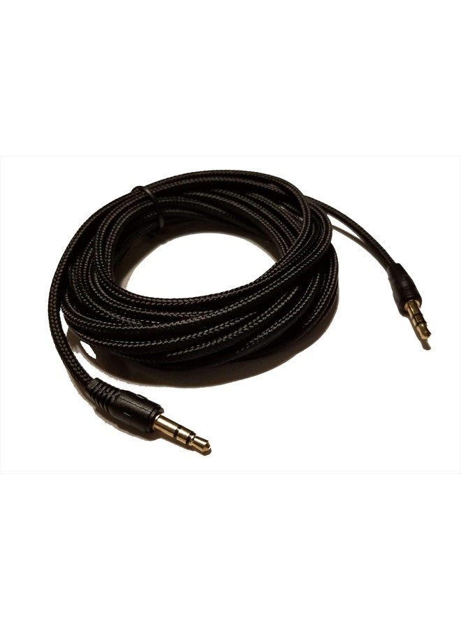 12FT Long Audio/Microphone Braided Cable Dual Male 3.5mm TRS/TRS Male-TRS Male Cable Cord Wire for Audio Mixers Microphones Cameras Recorders Car Speakers Headphone & More