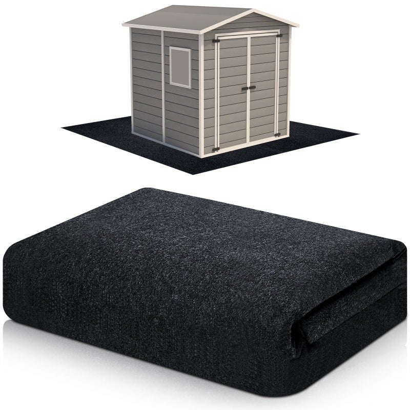 Haull Haull Waterproof Outdoor Storage Shed Mat 10x10 ft Felt Surface Non Slip Backing Washable Storage Shed Not Included 