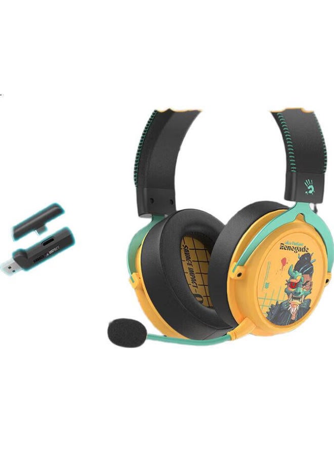 A4TECH A4Tech Mr595 Wireless/Bluetooth/Wired Gaming Headset, Over-Ear, Blood Hand Phantom, For Pc Gaming, Cs, Lightweight, Mingmoyuxu Zhuyu, Wild Tribe, Game, Reverse Explorer Yellow - Image 3