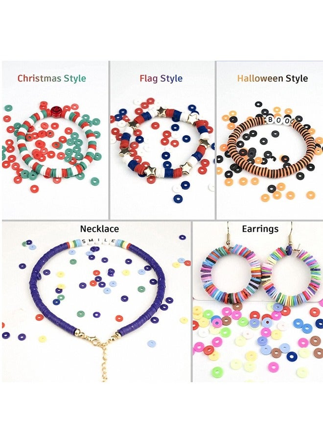 مجموعة مجوهرات ديي ، مع قلادة ، حبل مطاطي ، 24 لون مسطح prepy سوار الخرز ، قلادة ، والقرط - Image 3