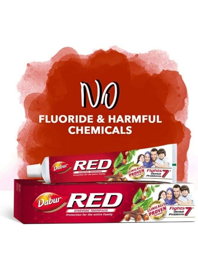 دابر معجون أسنان دابور ريد الأيورفيدي للأسنان واللثة، ١٠٠ غرام | غني بمكونات أيورفيدية فعّالة | للثة صحية وأسنان قوية - Image 3