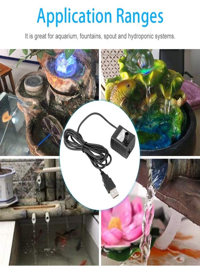 plplaaoo Water Pump Cable, 5V USB Durable Indoor Miniature Fountain Water Pump, 150L/H ABS Black Mini Submersible Water Pump Accessory for Hydroponics Pond Fish Tanks Aquarium Pet Fountain, Water Pump Bru - Image 4