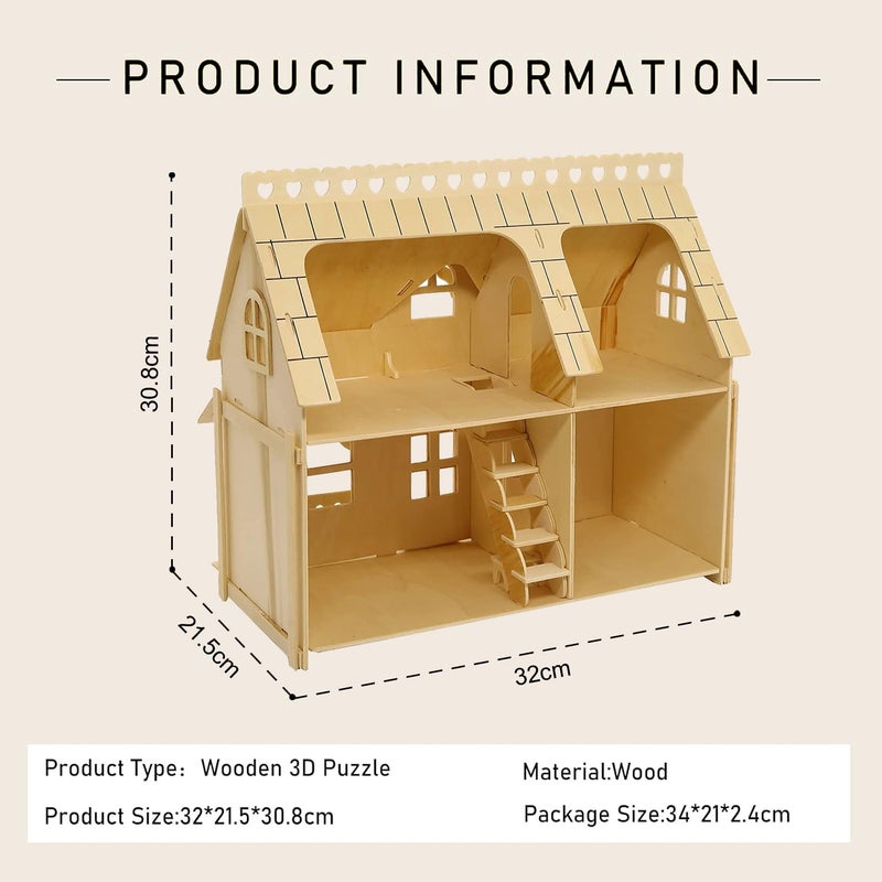 CUTEROOM 3D Puzzle House, Fantasy Villa Model Kit DIY Miniature Dolls House Kits Birthday Gift for Adults Teens (Duplex) - Image 4