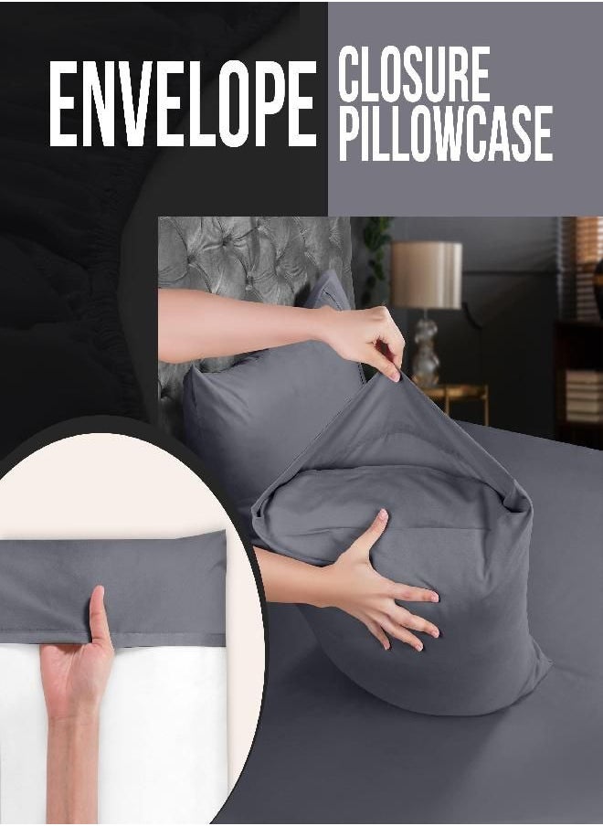 Utopia Bedding - Utopia Bedding King Standard Pillowcases - 4 Pack - Envelope Closure - Soft Brushed Microfiber Fabric - Shrinkage and Fade Resistant Pillow Covers 20 X 36 (King Standard, Grey) - Image 1