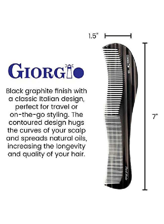Giorgio G65 Classic Dresser Contour Comb Double Tooth Coarse/Fine Hair Styling Grooming Comb For Men Women And Kids. Black Barber Comb Saw Cut Handmade And Hand Polished For Everyday Hair Care - Image 3