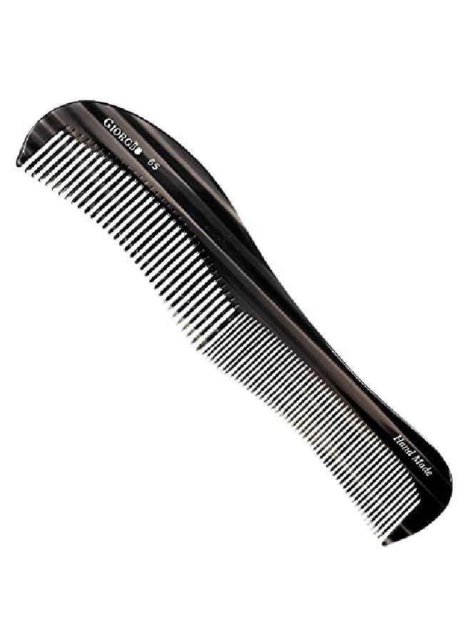Giorgio G65 Classic Dresser Contour Comb Double Tooth Coarse/Fine Hair Styling Grooming Comb For Men Women And Kids. Black Barber Comb Saw Cut Handmade And Hand Polished For Everyday Hair Care - Image 2