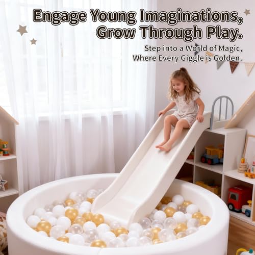 STARBOLO Ball Pit Balls for Kids 100 Pieces Pearl Gold Plastic Balls BPA Free NonToxic Crush Proof Balls for Toddlers Kids Ballpit Accessories Playhouse Tent Playpen Pool Decor - Image 5