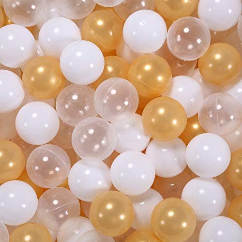 STARBOLO Ball Pit Balls for Kids 100 Pieces Pearl Gold Plastic Balls BPA Free NonToxic Crush Proof Balls for Toddlers Kids Ballpit Accessories Playhouse Tent Playpen Pool Decor - Image 1