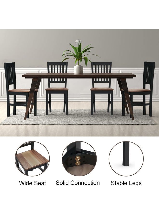 Giantex Set of 4 Wood Dining Chairs, Whitesburg Dining Room Side Chair w/Wide Seat, Easy to Assemble, Parker Country Farmhouse Style, for Dining Room Living Room Restaurant,Black - Image 5
