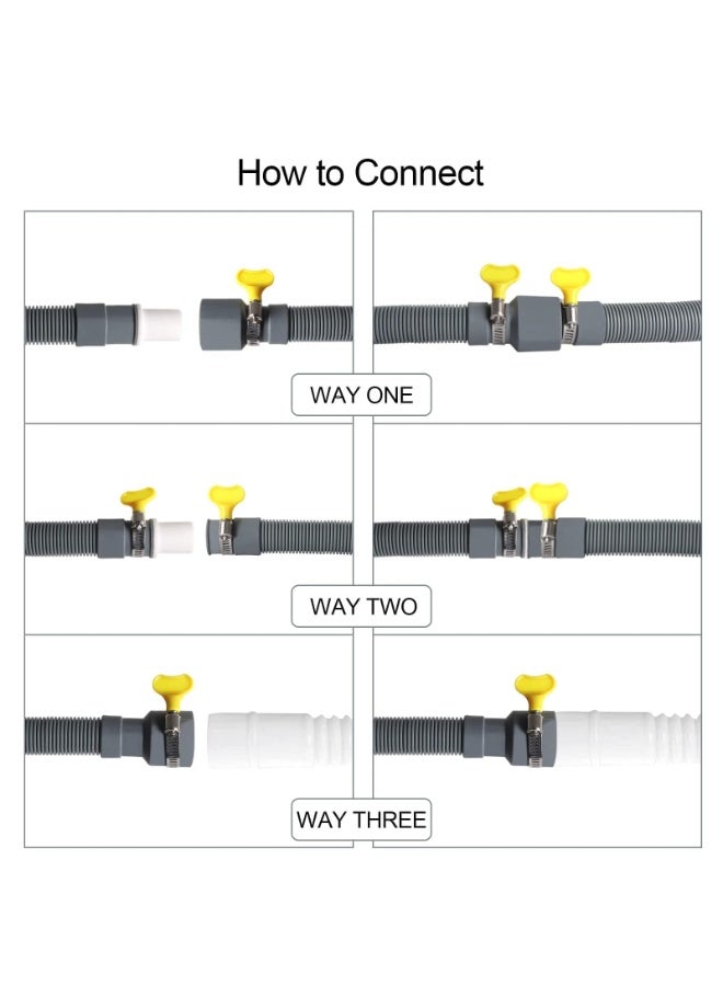 Generic A Set of Dishwasher Washing Machine Replacement Hose 3 M Washing Machine Drainage Hose Extension Kit Drainage Hose with 1 Adapter 1 U-bend Bracket 4 Hose Clamps - Image 2