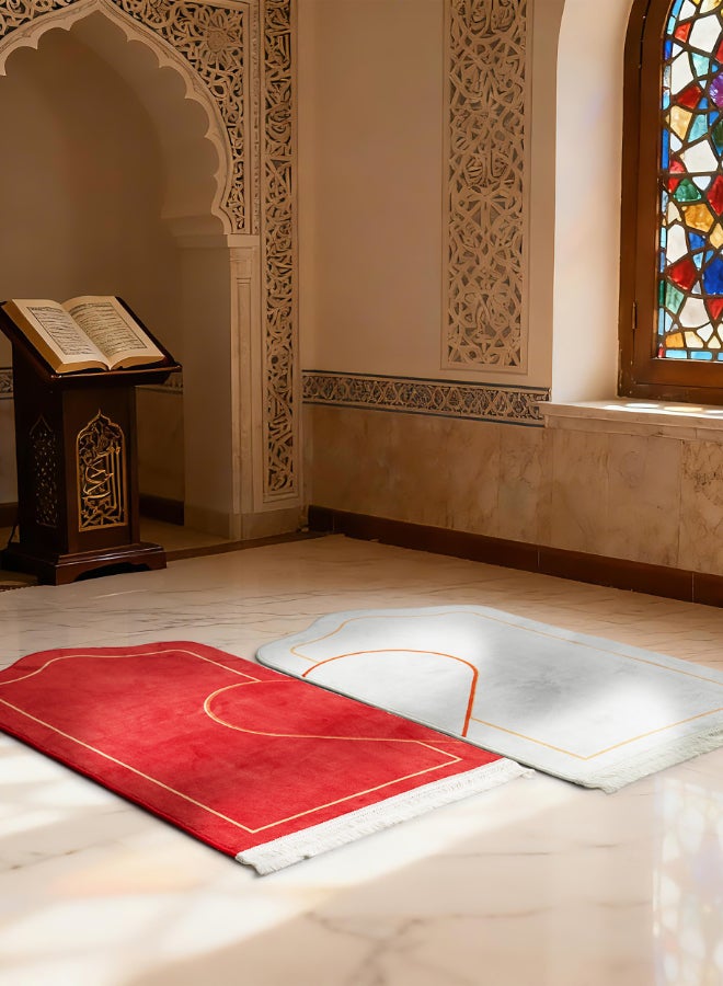 ايست من نون 2 سجادة صلاة زوجية إسلامية 65×110 سم – أحمر - Image 3