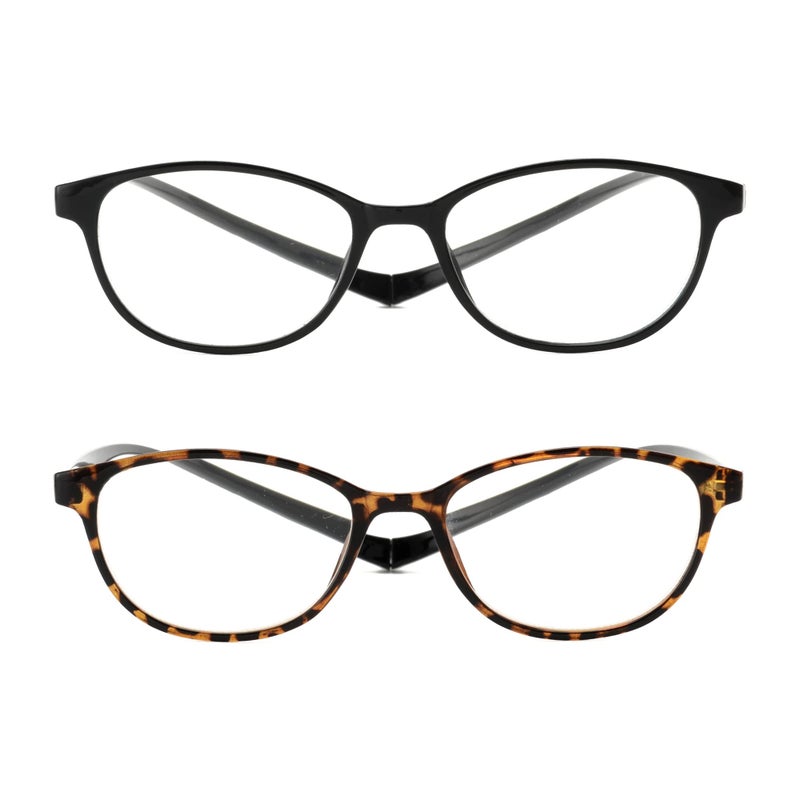 JM 2 Pack Magnetic Reading Glasses for Men Women, Hang Neck Blue Light Blocking Computer Readers Black & Tortoise +2.0 - Image 2