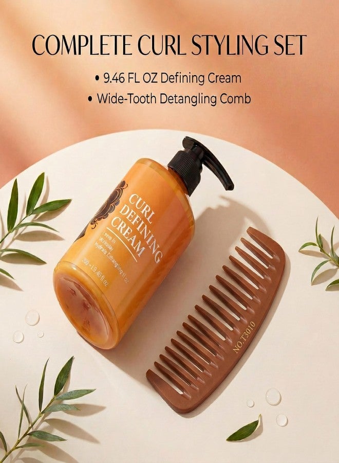 Grospe Curl Defining Cream for Curly Hair with Wide Tooth Comb Set - Anti Frizz Leave-in Styling Cream for Wavy Hair, Hydrating Hair Products for Women Men, 9.46 Fl Oz - Image 3