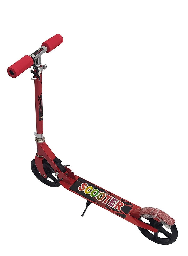 FunZz Scooter for Kids Ages 6-12 and Up and Scooter For Adults, Big Wheels, Adjustable Handle, Rear Fender Brake Foldable Kick Scooters for Teens, Dark Red 