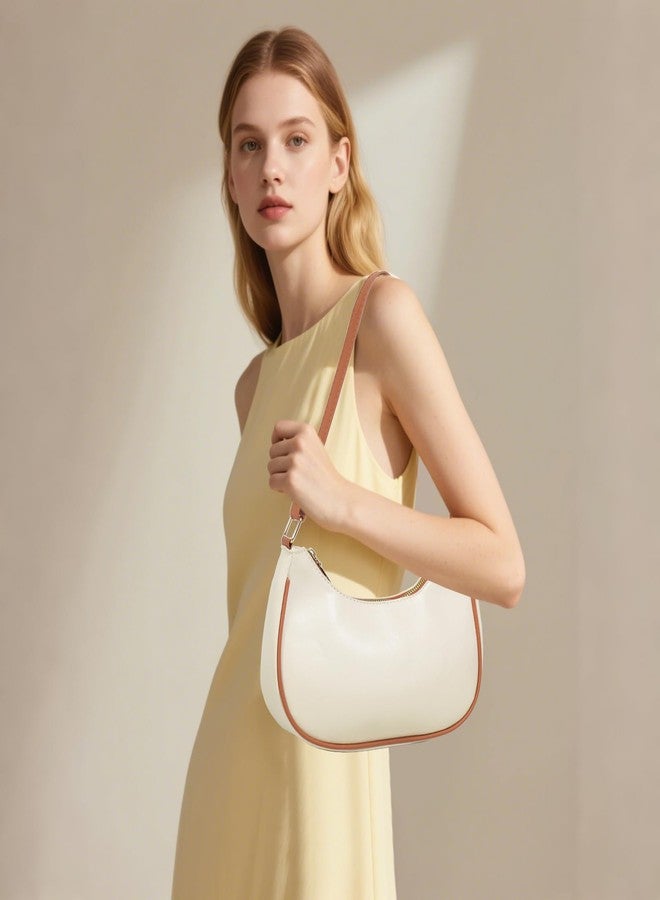 LassZone Women Leather Underarm Bag Crescent Shoulder Handbag Saddle Bag Chic Purse Satchel Purse - Image 2