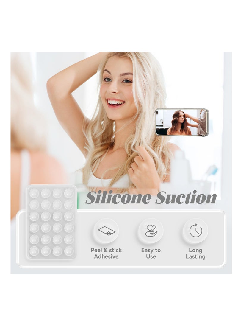 Excefore Silicone Suction Phone Case Mount, 3 Pcs Non-Slip Adhesive Phone Holder for Selfies and Videos, Hands-Free Phone Sticky Grip, Silicon Adhesive Sticky Stand for iPhone and Android, White - Image 2