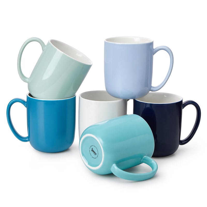 Sweese Porcelain Coffee Mugs Set of 6 20oz Large Coffee Mugs Porcelain with Big Handle Assorted Colors Oversized Cups for Latte Cocoa Tea Festival Gift Microwave Safe