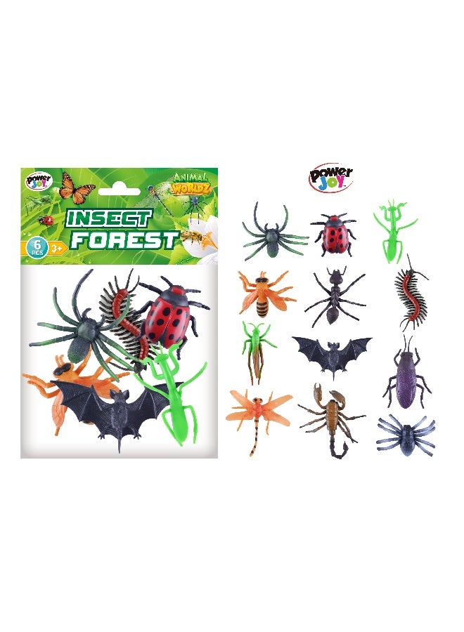 Power Joy Animal Worldz Insects 4 Inch 6 Pieces - Image 1