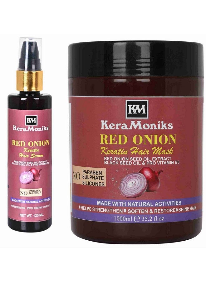 KeraMoniks Red Onion Keratin Hair Mask 1000 Ml + Red Onion Keratin Hair Serum 125 Ml (Pack Of 2) - Image 1