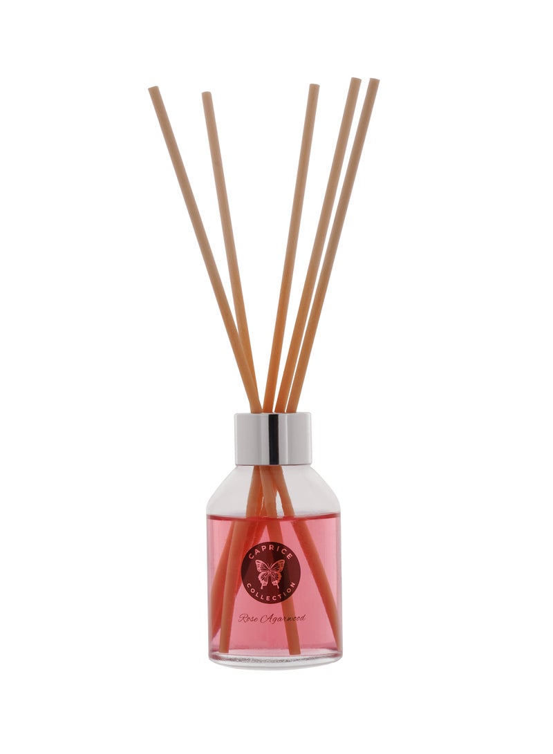 مجموعة كابريس معطر جو من القصب - عطر العود الوردي، غني بالزيوت العطرية، عطر يدوم طويلاً حتى 5 أسابيع، لا يسبب حرقًا ولا زيتًا، قابل للتحلل الحيوي، معطر جو للمنزل، 5 أعواد خشبية - Image 3