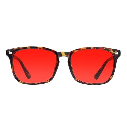 TIJN Sleep Glasses with Blue Green Light Blocking Red Light Lens for Computer Gaming Screen Fatigue UV Protection - Image 2