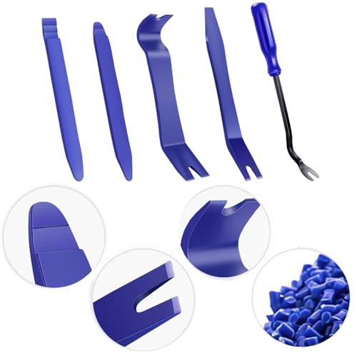 Hodaqe Trim Removal Tool Kit, 5pcs Pry Tools for Car, Car Radio Removal Tool, No-Scratch Pry Tool Kit for Car Door Clip Panel & Audio Dashboard Dismantle (Blue) - Image 3