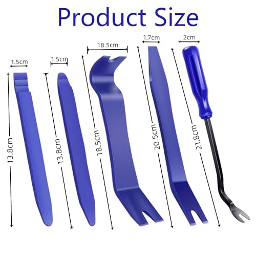 Hodaqe Trim Removal Tool Kit, 5pcs Pry Tools for Car, Car Radio Removal Tool, No-Scratch Pry Tool Kit for Car Door Clip Panel & Audio Dashboard Dismantle (Blue) - Image 2